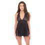 Dolled Up Halter Chemise & G-String Black M/L