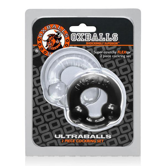 Ultraballs 2-Pack Cock Ring Black & Clear