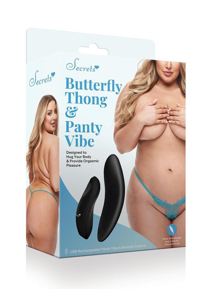 Butterfly Thong & Panty Vibe - Black & Turquise
