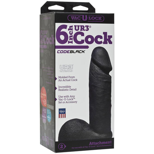 Vac-U-Lock Codeblack 6" Ultraskyn Cock Codeblack