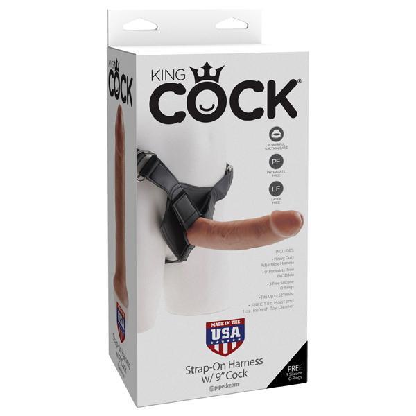 King Cock Strap-On Harness W/ 9" Cock Tan