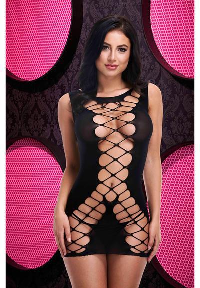 LD CRISS-CROSS MINI DRESS - BLACK