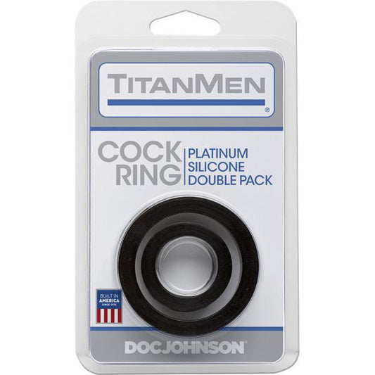 TITANMEN SILICONE COCK RINGS DOUBLE PACK BLACK