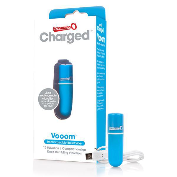 Screaming O Charged Vooom Rechargeable Bullet Vibe Blue 1Ct