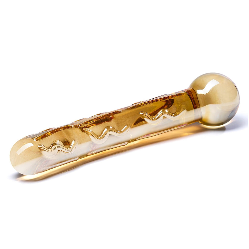 Orange Tickler Glass Dildo