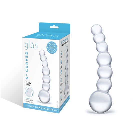 5" Curved Glass Beaded Dildo