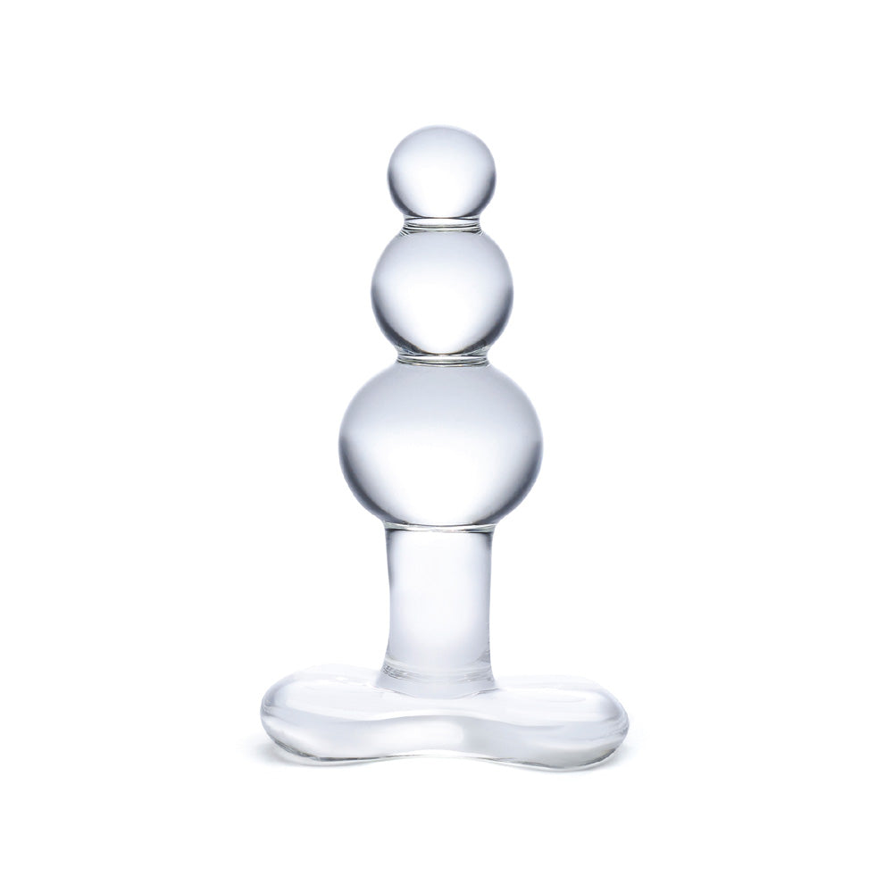 4" Beaded Glass Butt Plug With Tapered Base