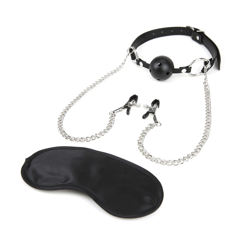 Breathable Ball Gag With Nipple Chain