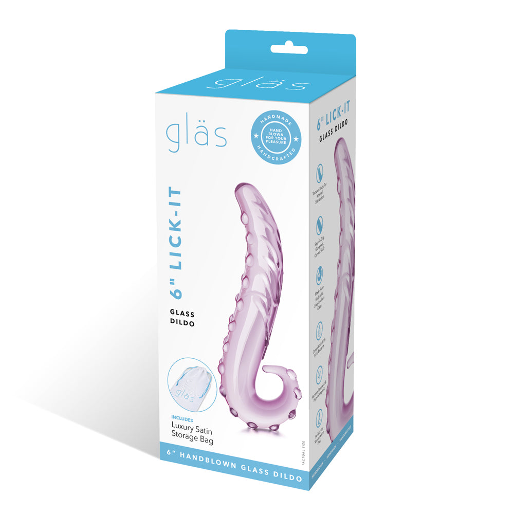 6" Lick-It Glass Dildo Pink