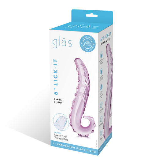 6" Lick-It Glass Dildo Pink