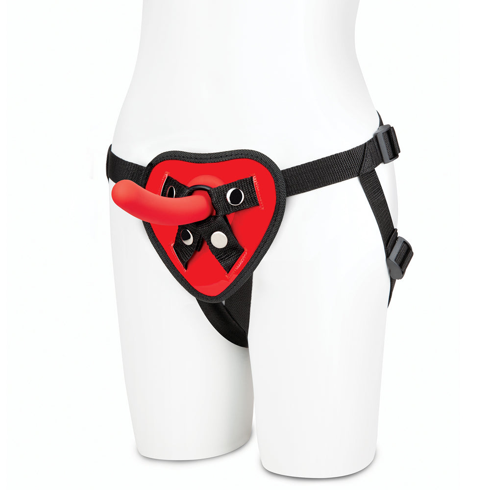 Red Heart Strap On Harness & 5" Dildo Set