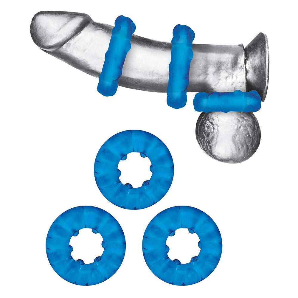 3-Pack Ribbed Rider Cock Ring Set