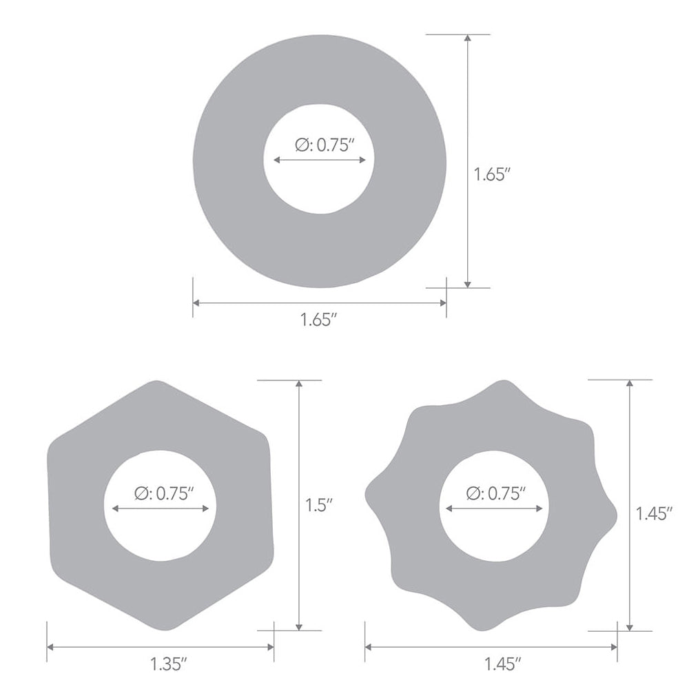 3-Pack Nuts & Bolts Stretch Cock Ring Set