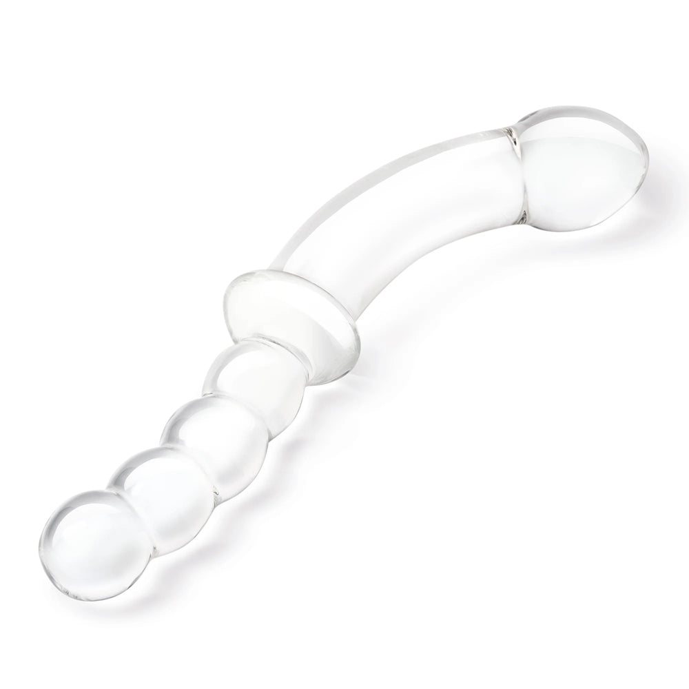 Glas 12.5" Girthy Double Sided Dong With Anal Bead Grip Handle