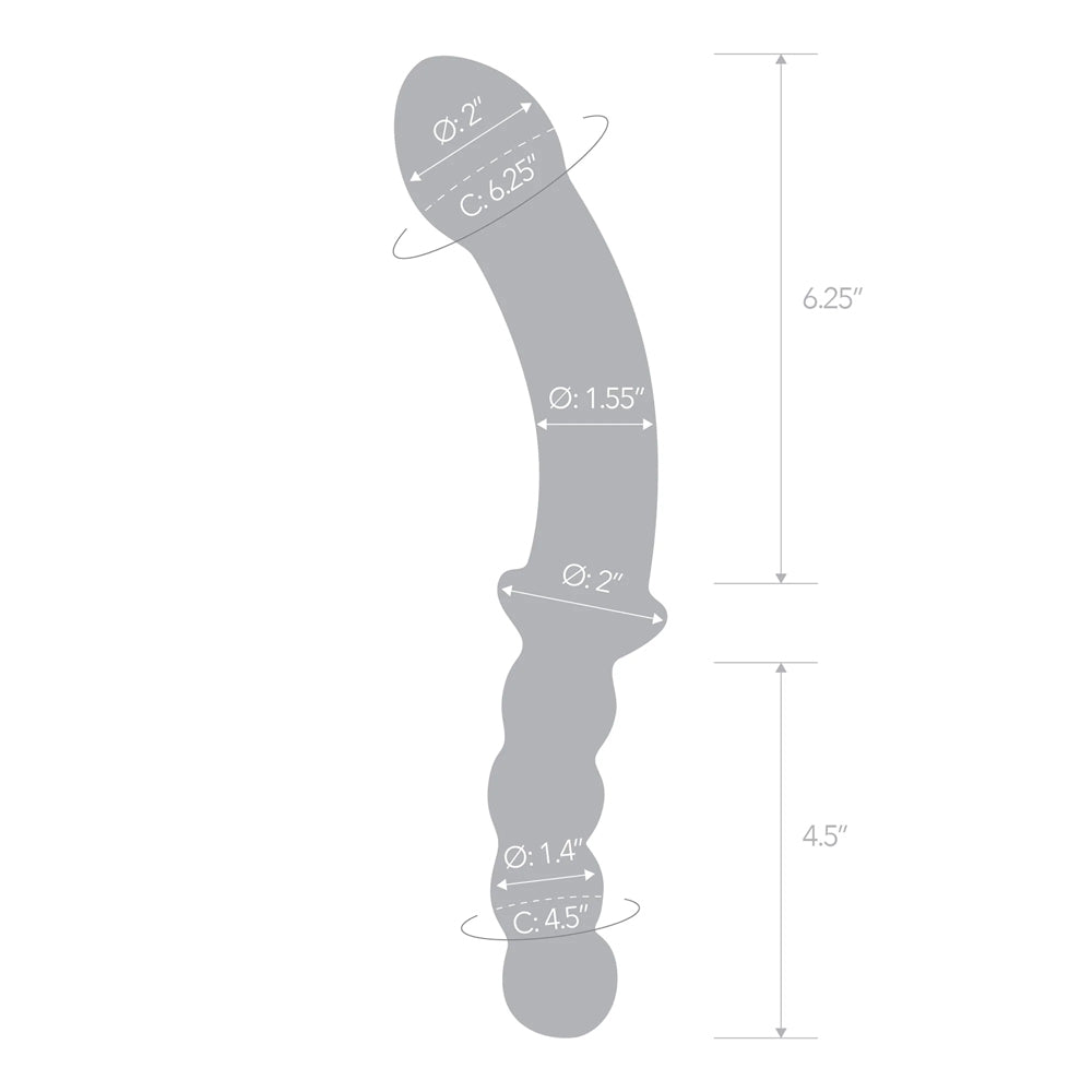 Glas 12.5" Girthy Double Sided Dong With Anal Bead Grip Handle