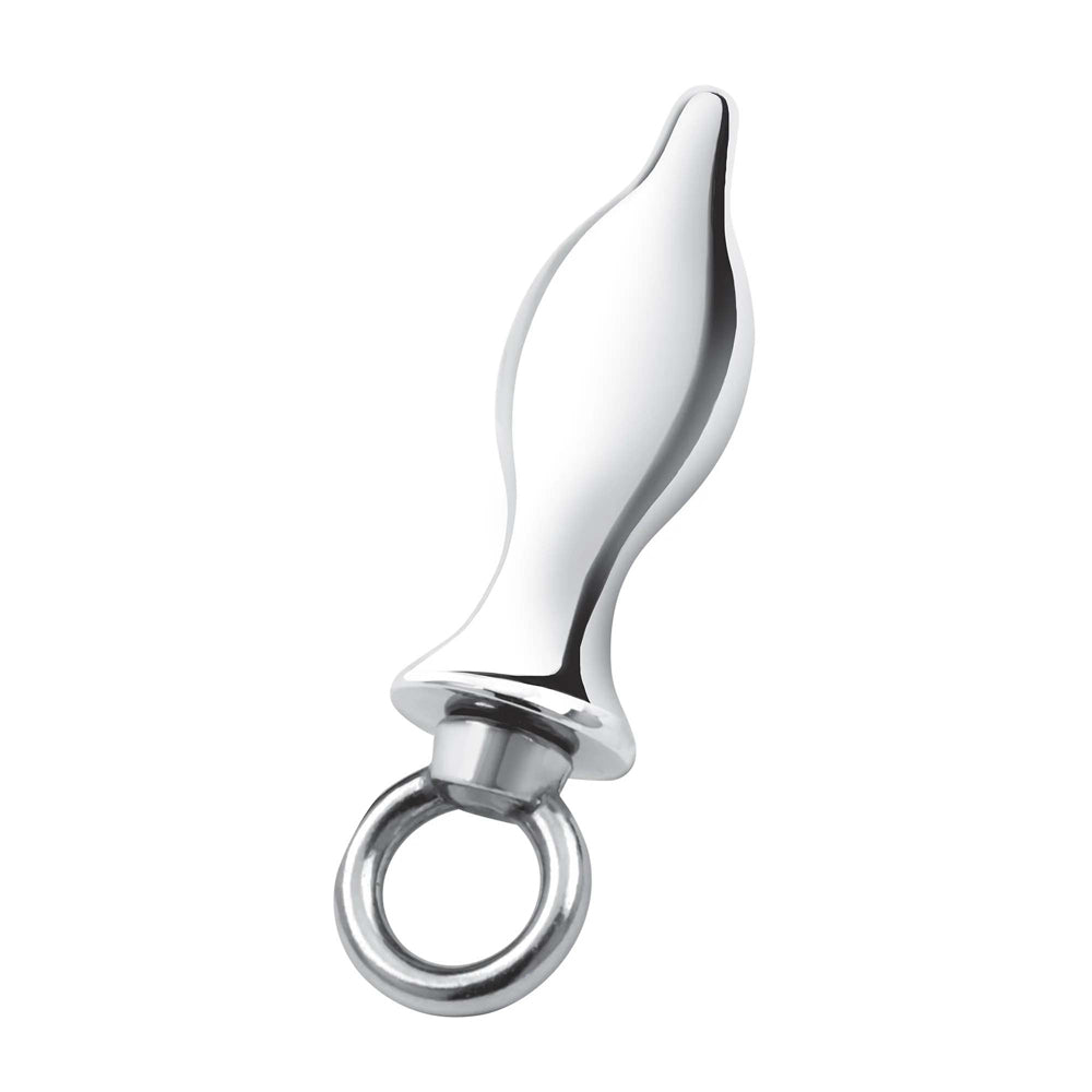 2.5" Stainless Steel Metal Tapered Butt Plug With Loop Hardware