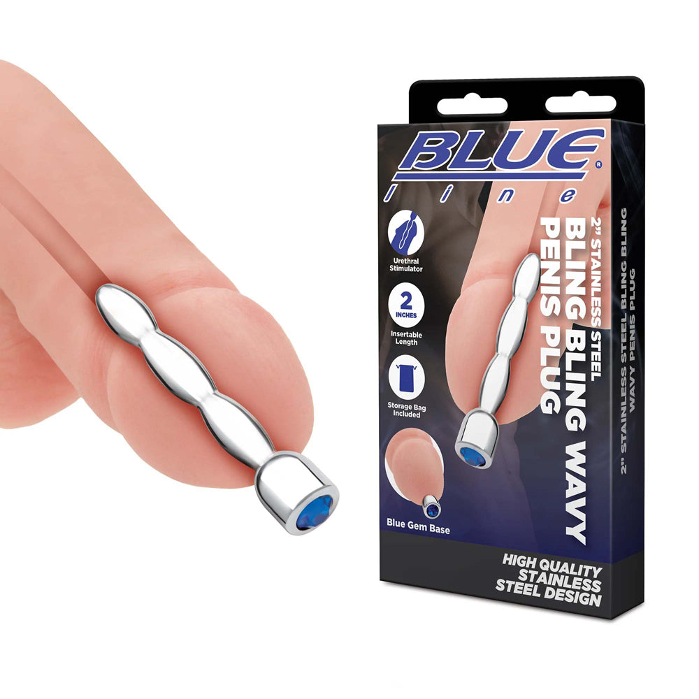 2" Stainless Steel Bling Bling Wavy Penis Plug