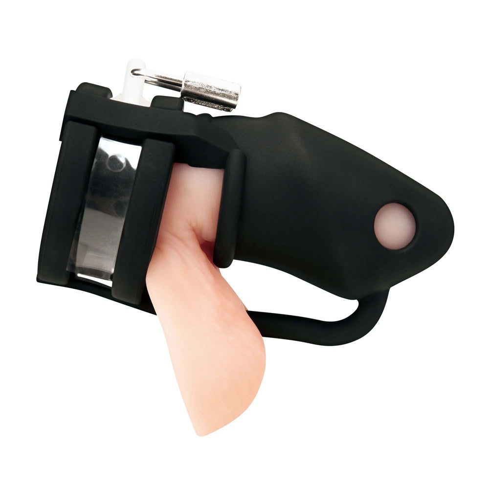 Silicone Small 2" Cock Cage With Ball Divider Black