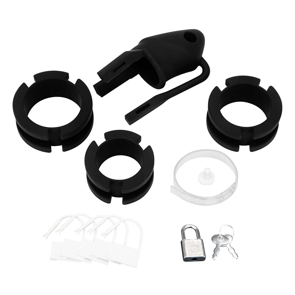 Silicone Small 2" Cock Cage With Ball Divider Black