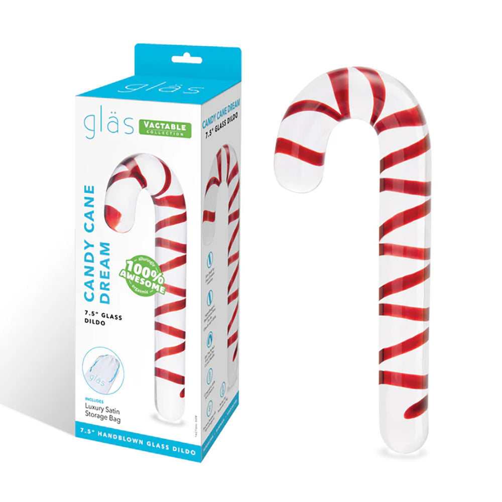 Glas Candy Cane Dream 7.5" Glass Dildo
