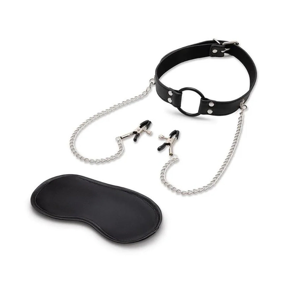 Open Mouth Gag With Nipple Clips