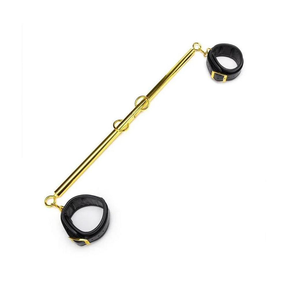 Solid Gold Expandable Spreader Bar Set With Detachable Leatherette Cuffs