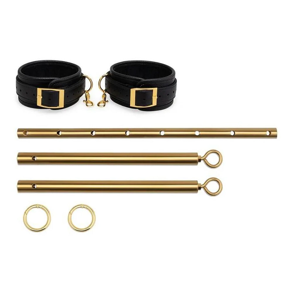 Solid Gold Expandable Spreader Bar Set With Detachable Leatherette Cuffs