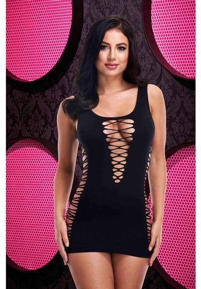 LD CRISS-CROSS MINI DRESS - BLACK