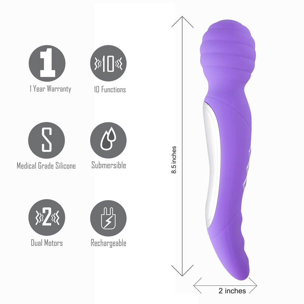 Zoe Twisty USB Rechargable Dual Vibrating Pleasure Wand Neon Purple