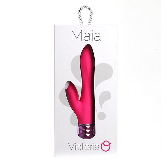 Victoria Crystal Gems USB Rechargable Silicone 10-Function Dual Vibrator Neon Pink