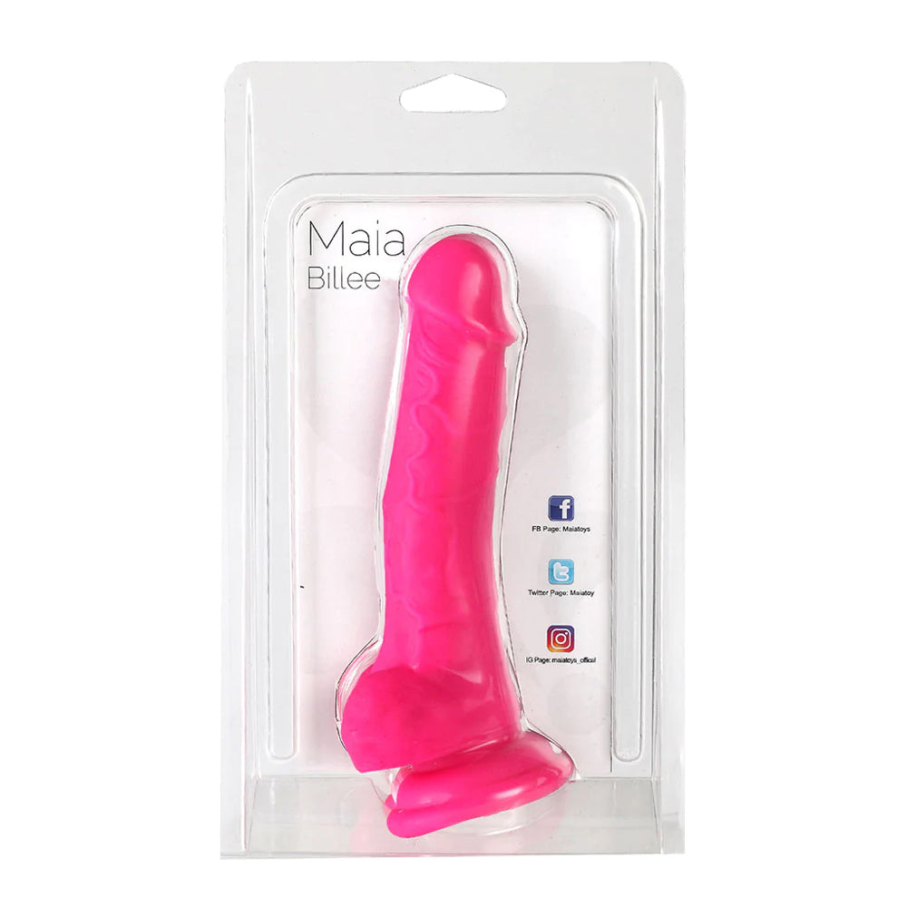 Maia Billee 7'' Realistic Silicone Suction Cup Dong Neon Pink