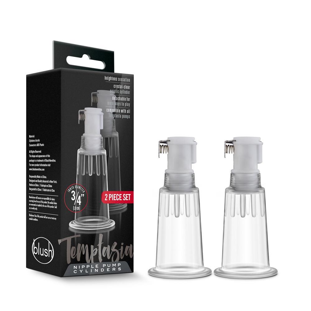 Temptasia Nipple Pumping Cylinders Set Of 2 (0.75" Diameter) Clear