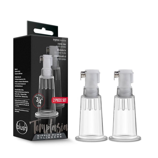 Temptasia Nipple Pumping Cylinders Set Of 2 (0.75" Diameter) Clear