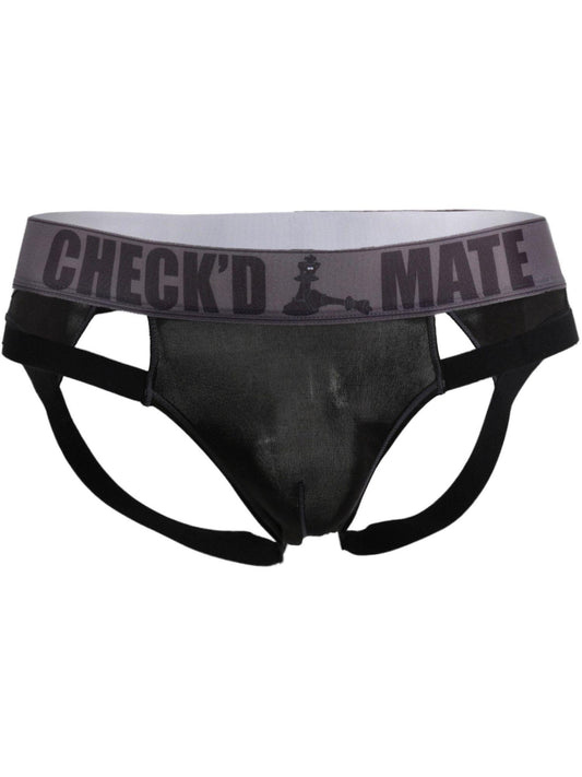 Male Power Checked Mate Cutout Jock Black - L/XL