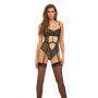 Bombshell Boudoir Strap Overlay Teddy Black MD