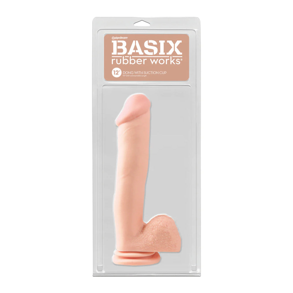 Basix Rubber Works 12" Dong with Suction Cup Flesh