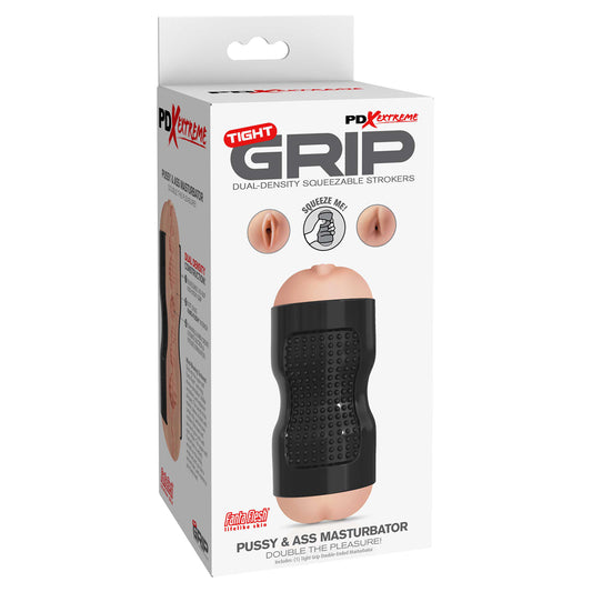 PIPEDREAM EXTREME TOYZ TIGHT GRIP PUSSY & ASS MASTURBATOR BLACK