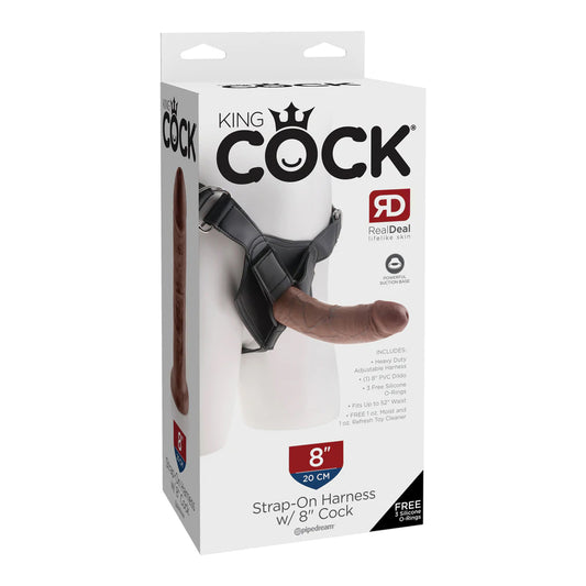 KING COCK STRAP-ON HARNESS W/ 8'' COCK BROWN