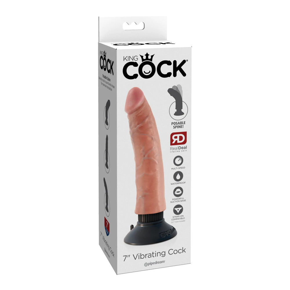 King Cock 7" Vibrating Cock Flesh