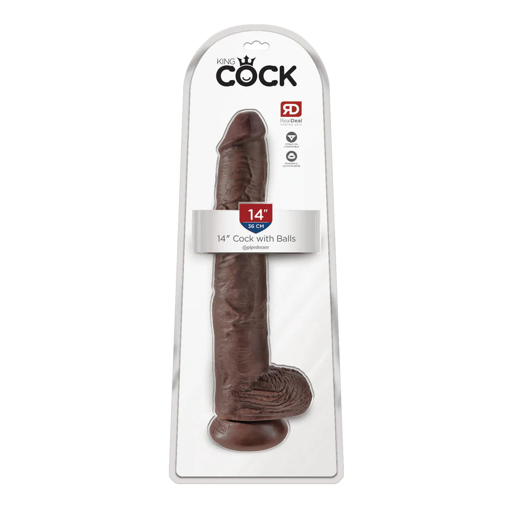 King Cock 14" Cock With Balls Brown