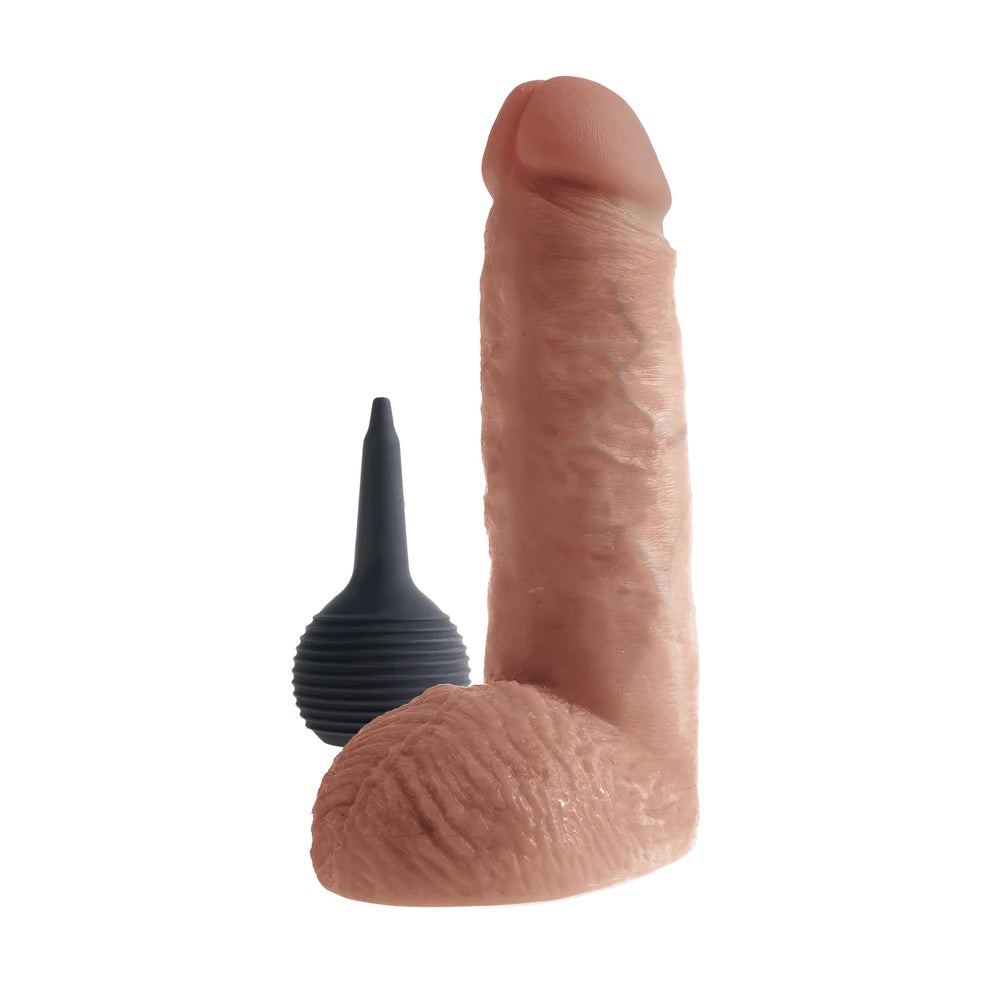 King Cock 8" Squirting Cock W/ Balls Tan