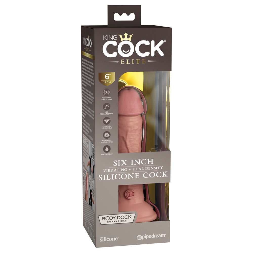 King Cock Elite 6" Dual Density Vibe Silicone Cock Light