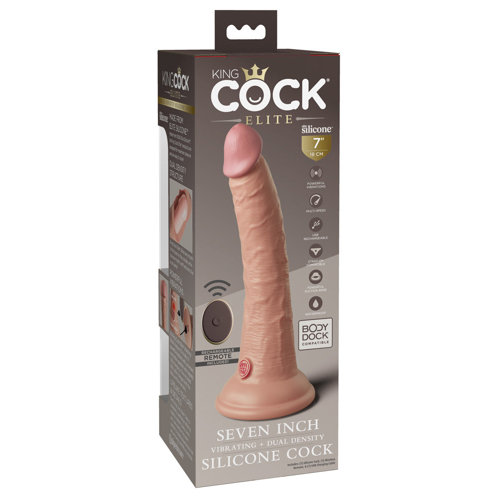 King Cock Elite 7" Dual Density Vibe Silicone Cock Light