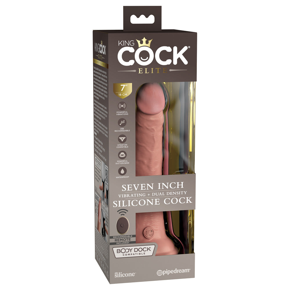 King Cock Elite 7" Dual Density Vibe Silicone Cock Light