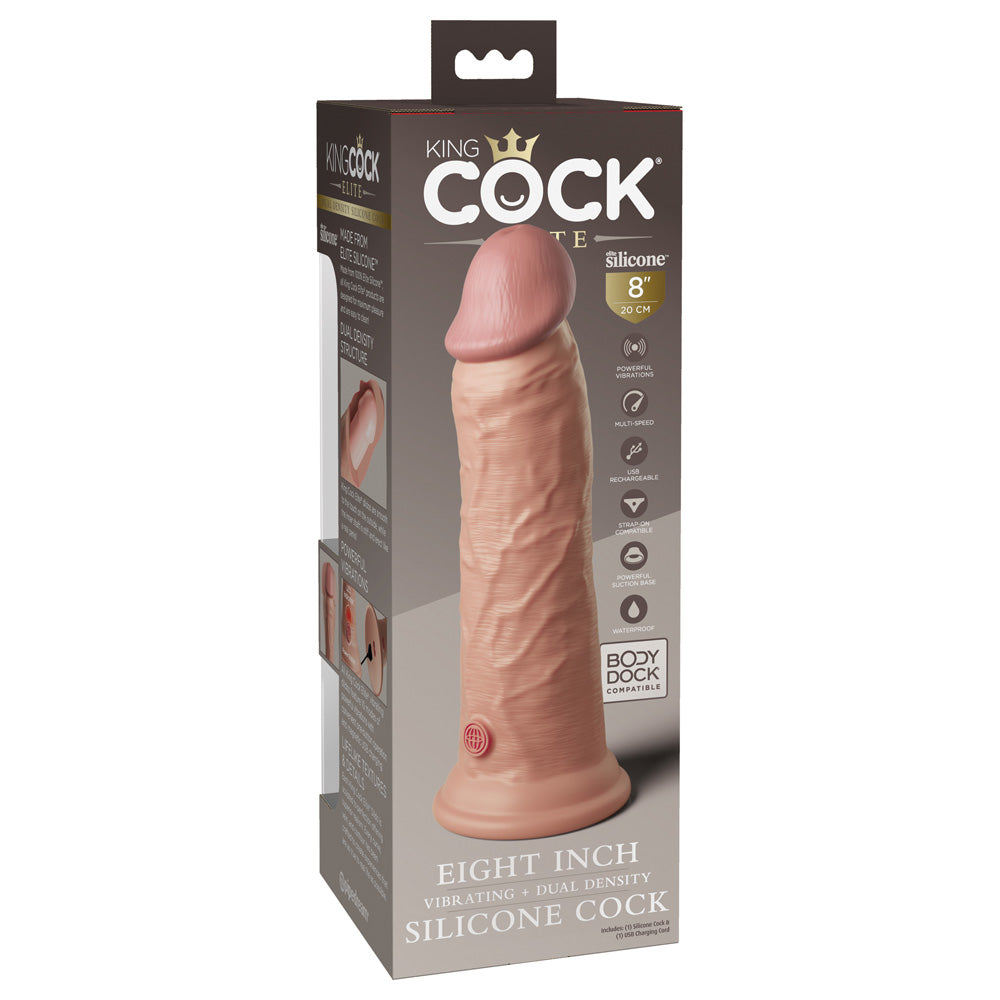 King Cock Elite 8" Dual Density Vibe Silicone Cock Light