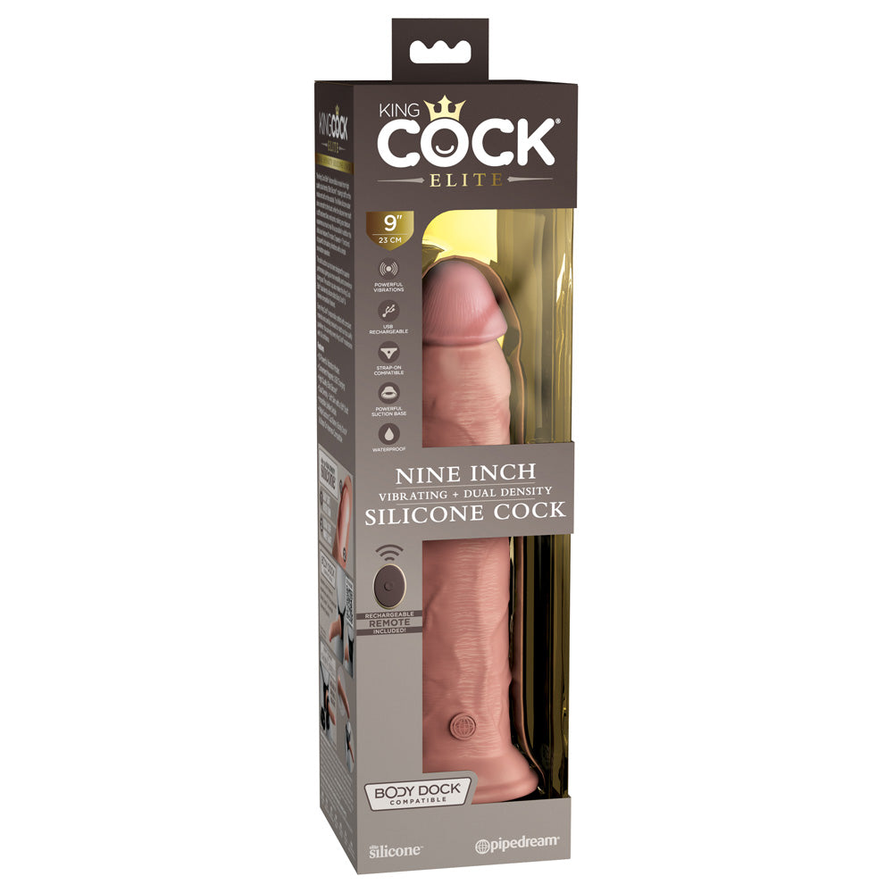 King Cock Elite 9" Dual Density Vibe Silicone Cock Light