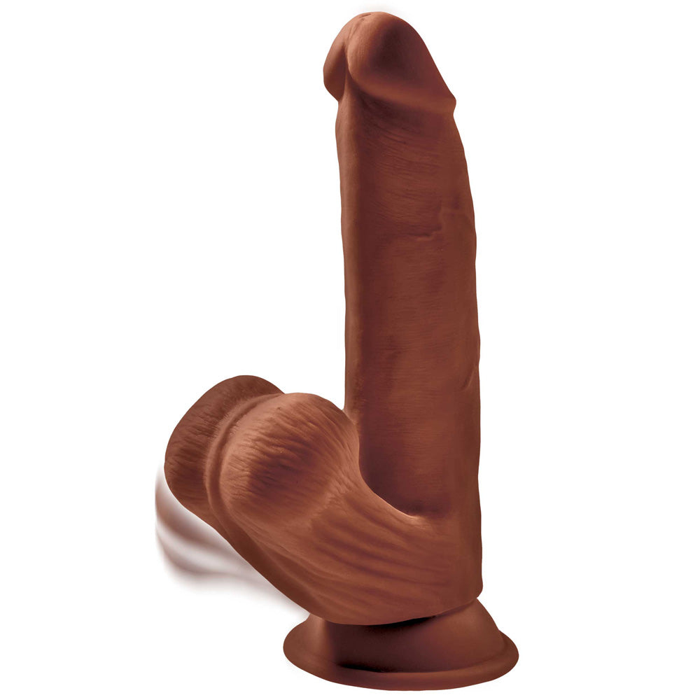 King Cock Plus 8" Triple Density Cock With Swinging Balls Brown