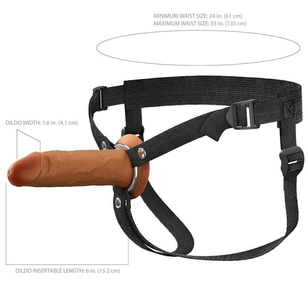 Fantasy X-Tensions Elite 6" Silicone Hollow Strap-On Dual Density Brown