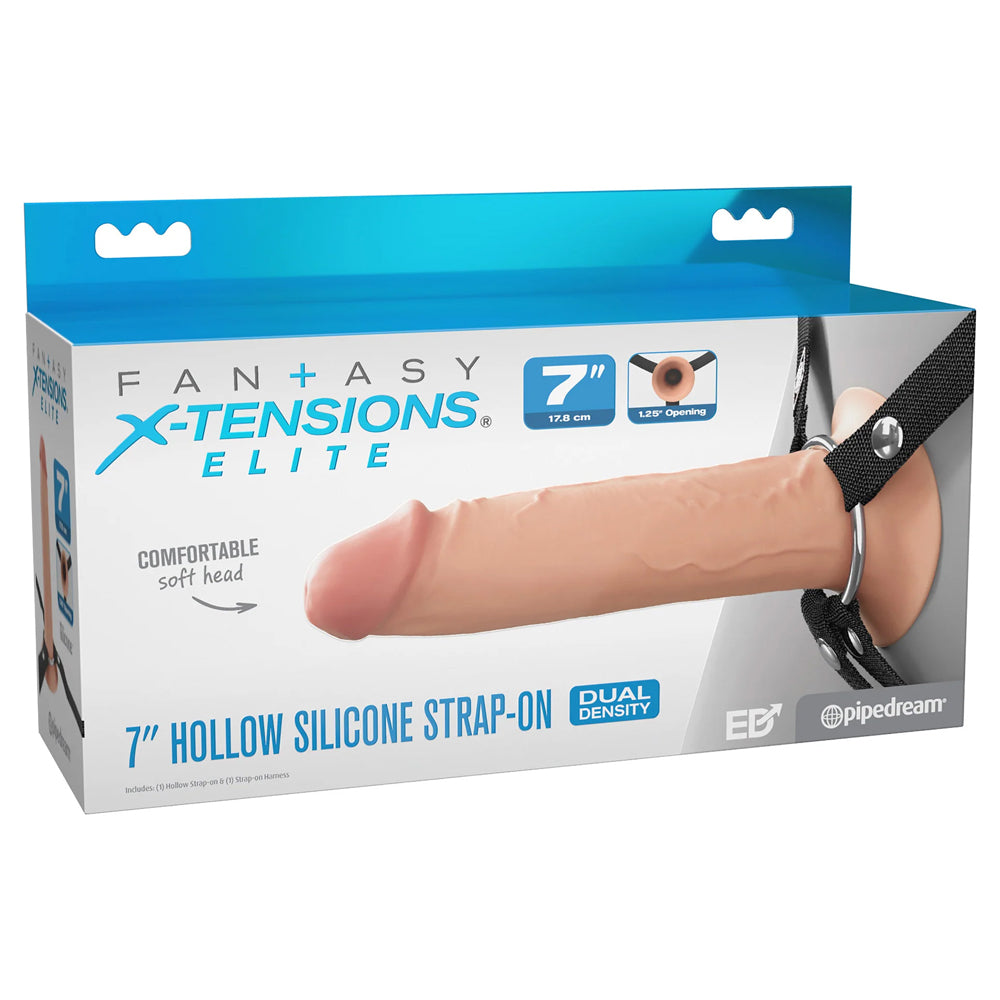 Fantasy X-Tensions Elite 7" Silicone Hollow Strap-On Dual Density Light