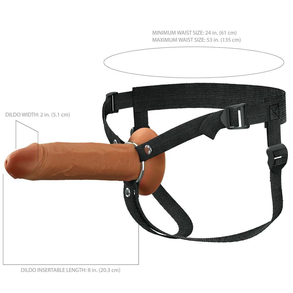 Fantasy X-Tensions Elite 8" Silicone Hollow Strap-On Dual Density Brown